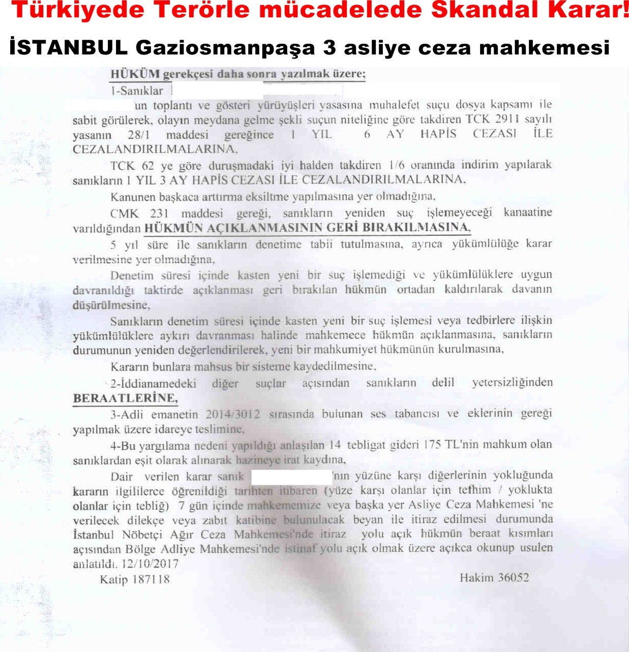 Türkiyede Terörle mücadelede Skandal Karar