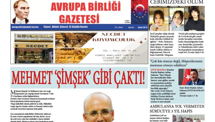 AVRUPA BİRLİĞİ GAZETESİ 270 SAYI ÇIKTI