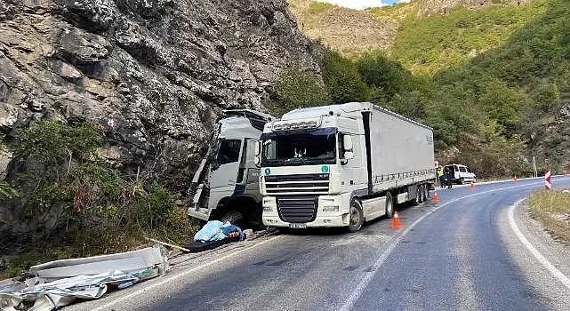 Ardahan-Ardanuç yolunda TIR kazası meydana geldi