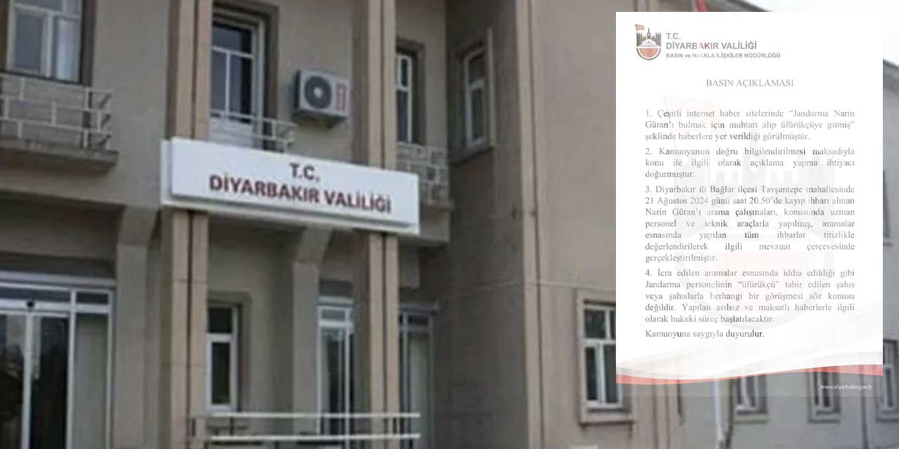 Diyarbakır Valiliğinden "Narin Güran için jandarma üfürükçüye gitti" iddialarına yanıt