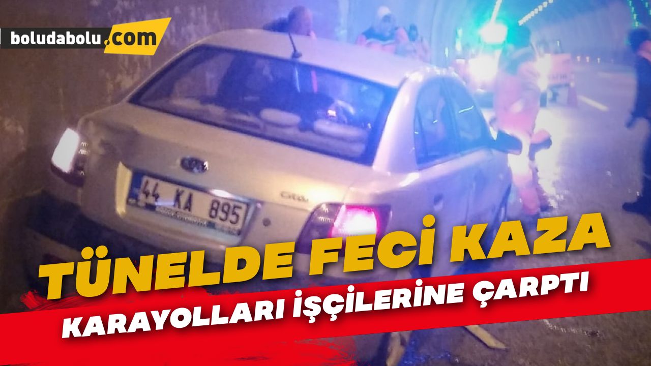 Otomobil karayolları işçilerine çarptı