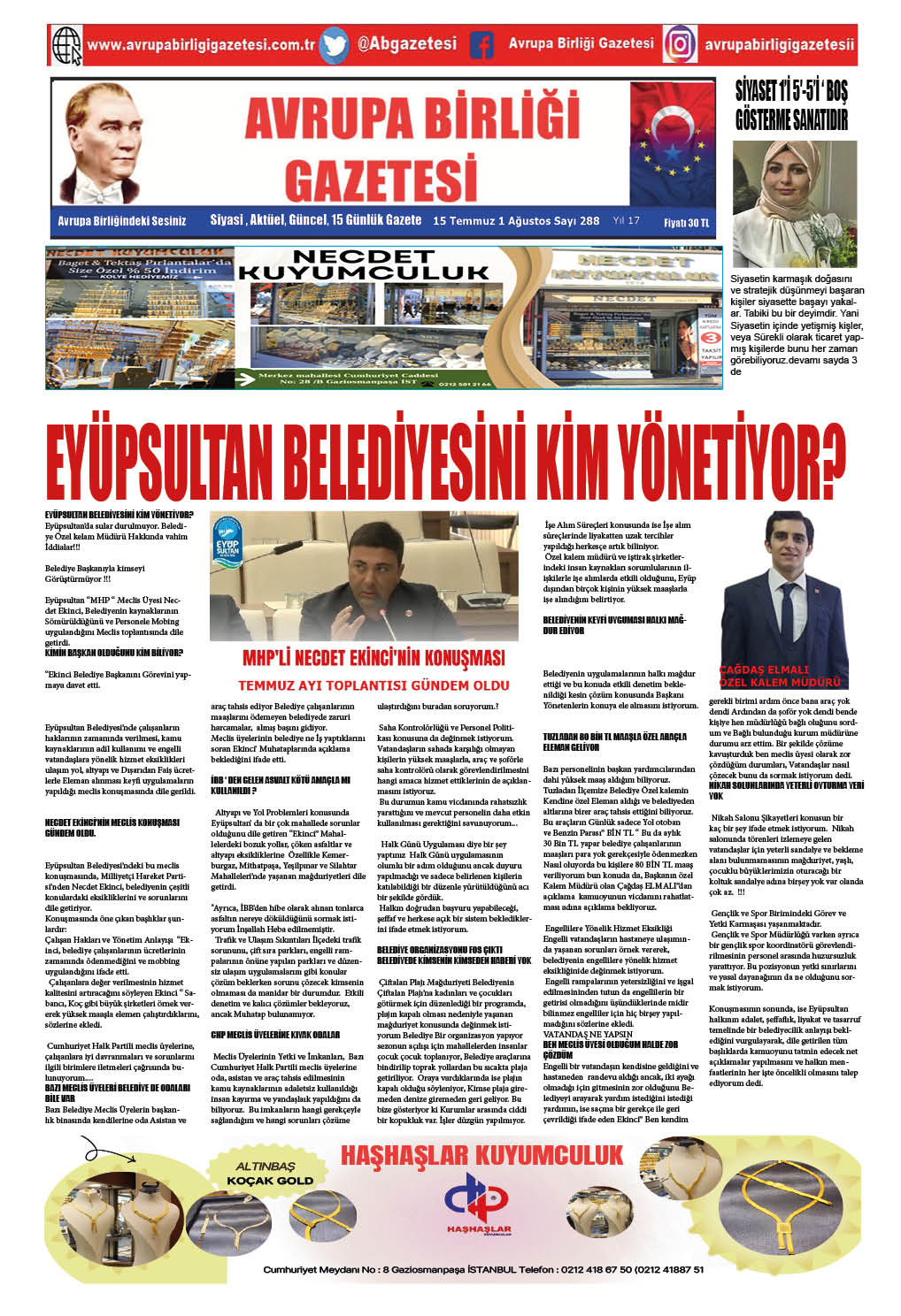 AVRUPA BİRLİĞİ GAZETESİ 288 SAYISI