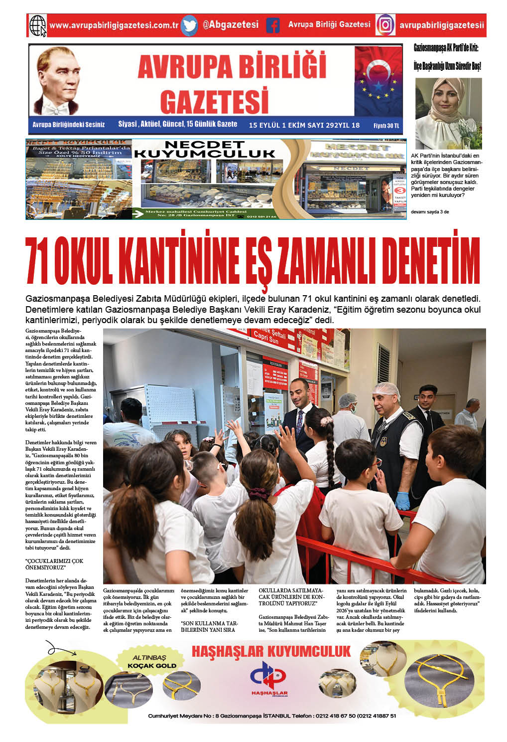 AVRUPA BİRLİĞİ GAZETESİ 292 SAYISI