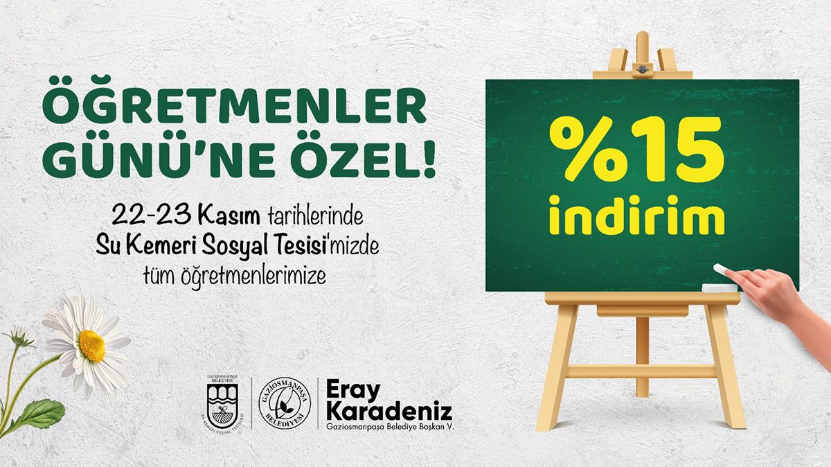 SU KEMERİ SOSYAL TESİSİ’NDE ÖĞRETMENLERE 24 KASIM İNDİRİMİ