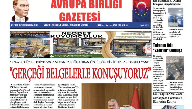 AVRUPA BİRLİĞİ GAZETESİ 294 SAYISI