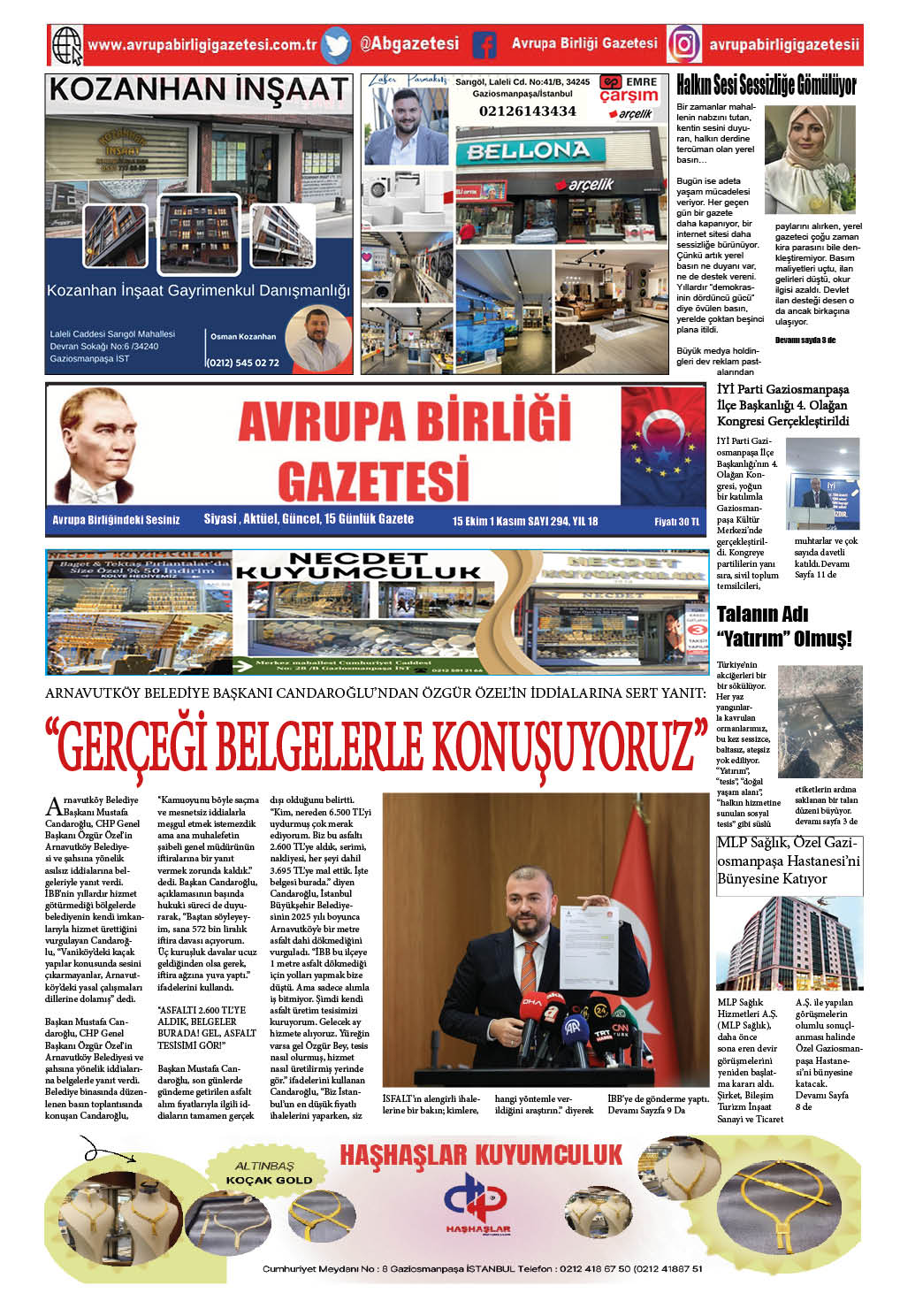 AVRUPA BİRLİĞİ GAZETESİ 294 SAYISI