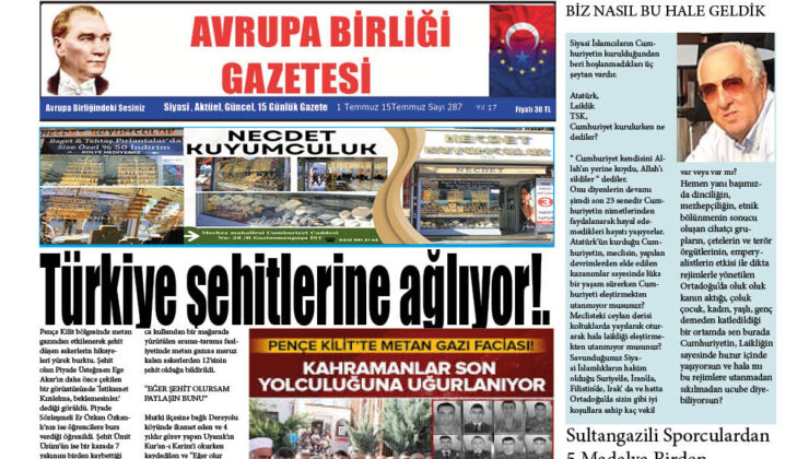 AVRUPA BİRLİĞİ GAZETESİ 287 SAYISI - AVRUPA BİRLİĞİ GAZETESİ