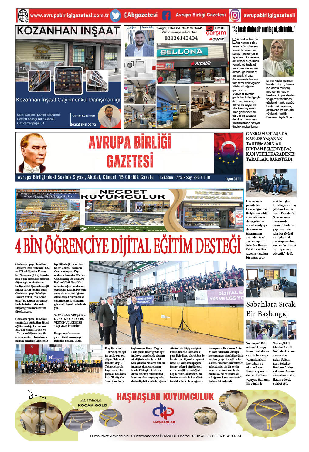 AVRUPA BİRLİĞİ GAZETESİ 296 SAYI