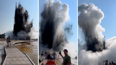 Geyser eruption in Yellowstone national park sends visitors ...