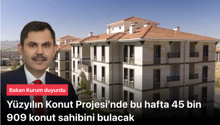 TOKİ sosyal konut kampanyasında kura çekimleri sürüyor! 9 şehirde tarih belli olduÇevre, Şehircilik ve İklim Değişikliği Bakanı Murat Kurum, Türkiye genelinde 500 bin sosyal konutun inşa edileceği Yüzyılın Konut Projesi’nde 19-25 Ocak haftasının kura programını, “Bu hafta 9 şehrimizde daha kura heyecanını yaşayacağız. Yüzyılın Konut Projesi’nde bu hafta toplam 45 bin 909 konutumuzun daha hak sahiplerini belirleyecek, mutluluğa ortak olacağız” mesajıyla paylaştı.