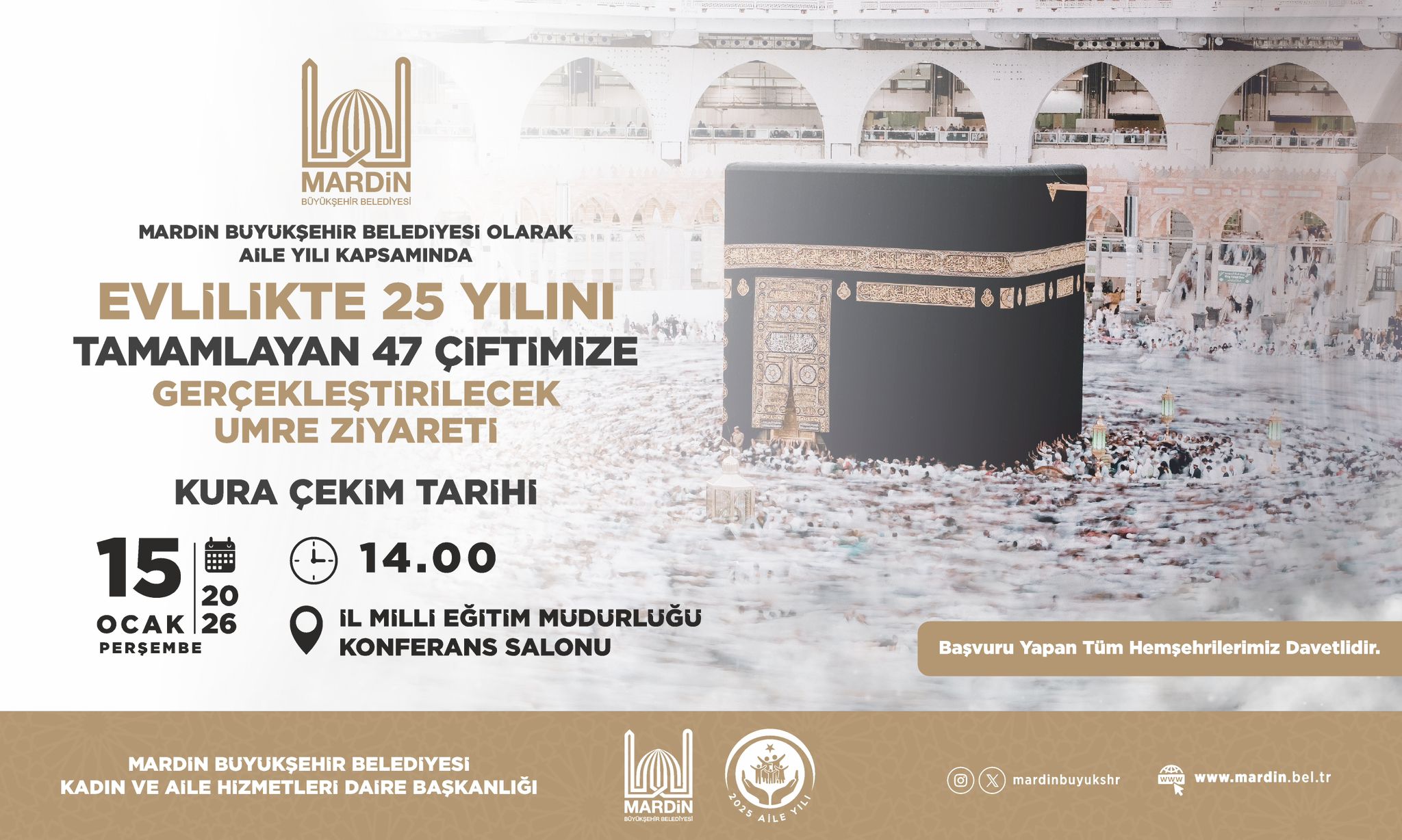 Mardin’de 25 Yıl Evli Çiftlere Umre Hediyesi: Asil ve Yedek Liste Tamamı Burada!