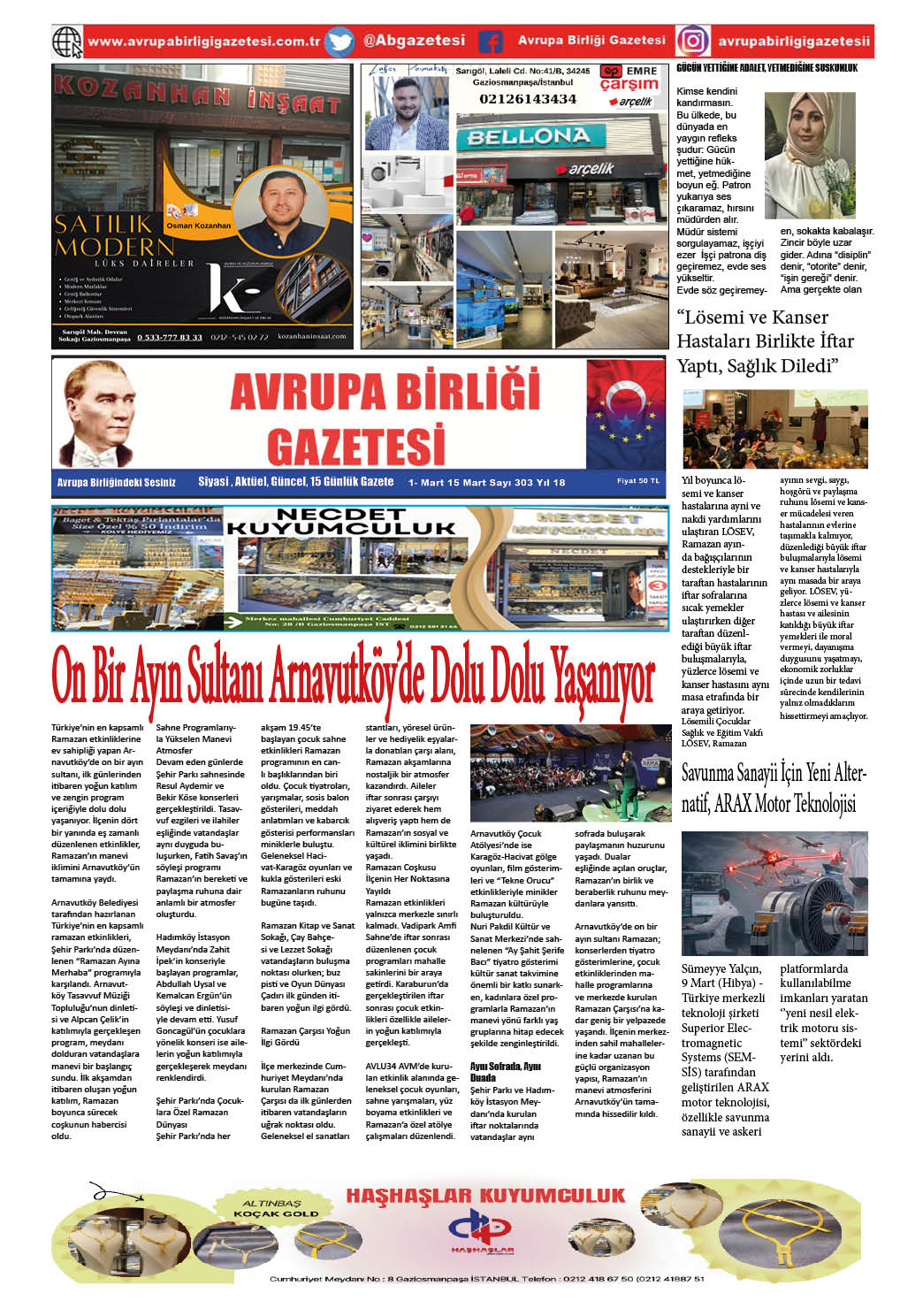 AVRUPA BİRLİĞİ GAZETESİ 303 SAYISI